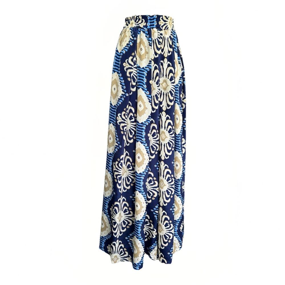 Gold & Silver Paris Wide-Leg Palazzo Pants Womens One Size Blue Gold Lightweight - Picture 3 of 13
